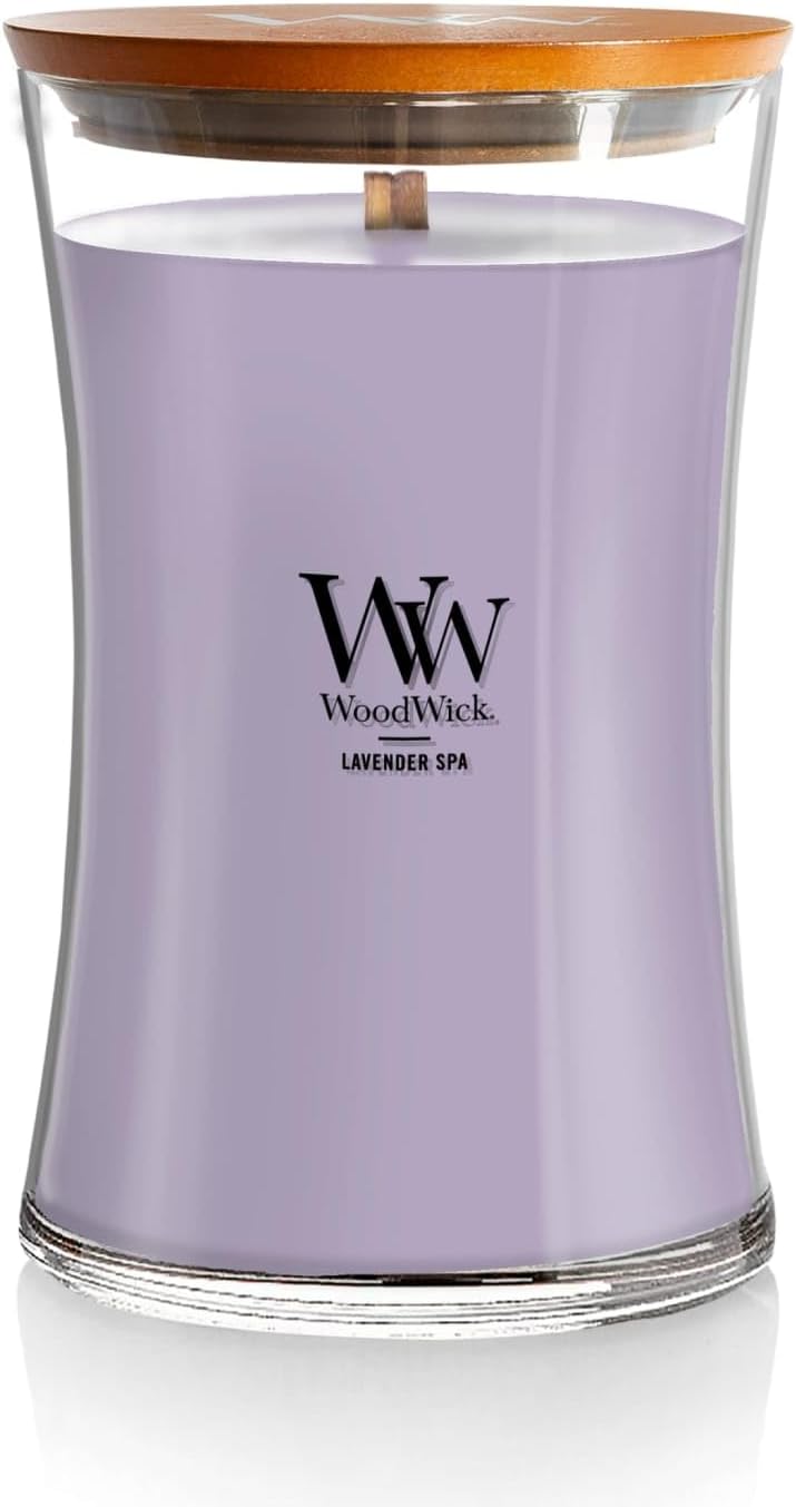 Wood Wick Crackle - Lavender Eucalyptus Scented Candle for Relaxation,