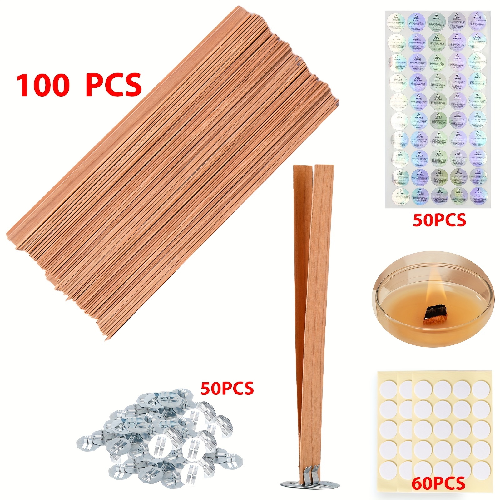 Wood Wick Crackle - 100pcs Candle Making Wick, Wooden Candle