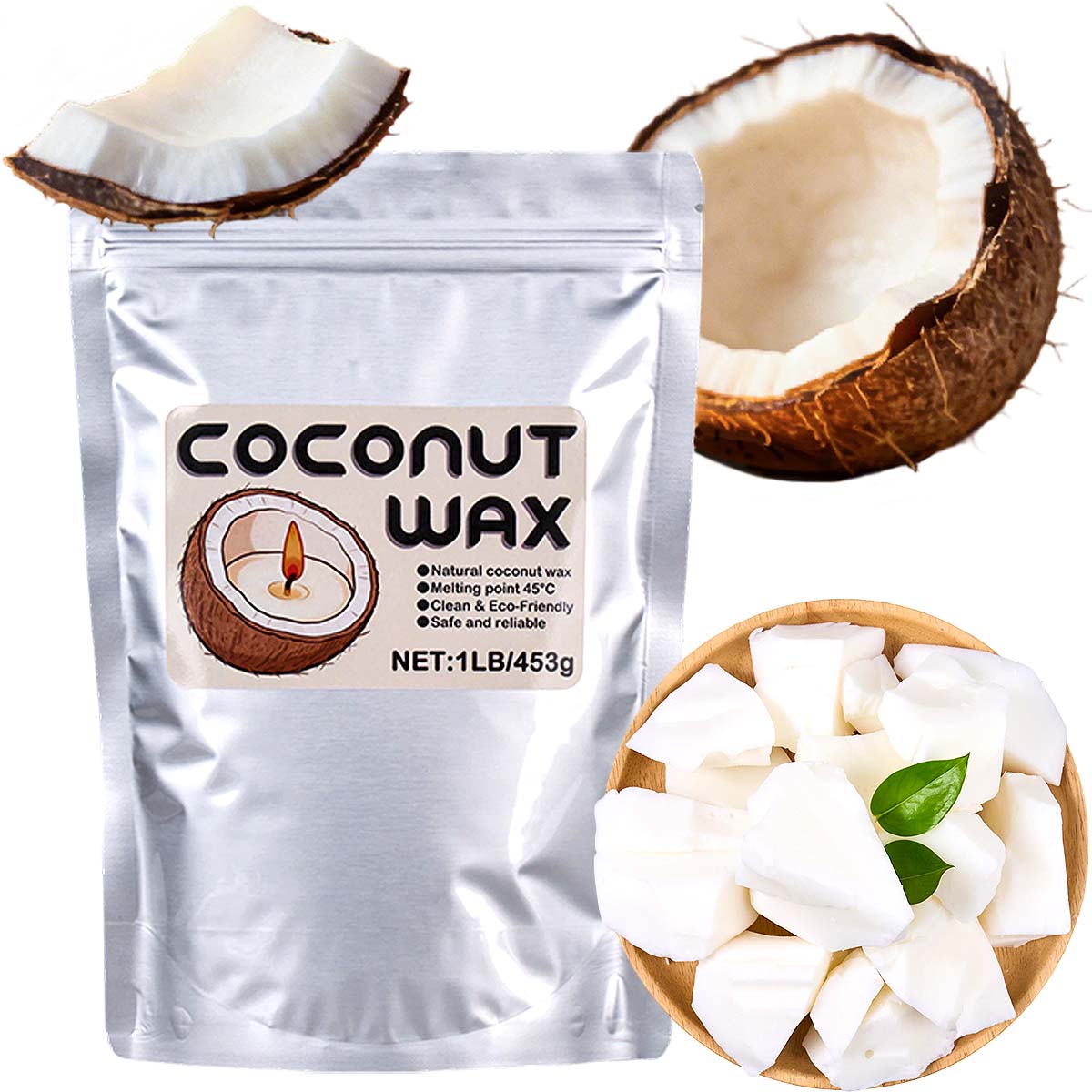 1LB White Coconut Wax Natural  – Coconut Wax Flake Bewertung und Preis